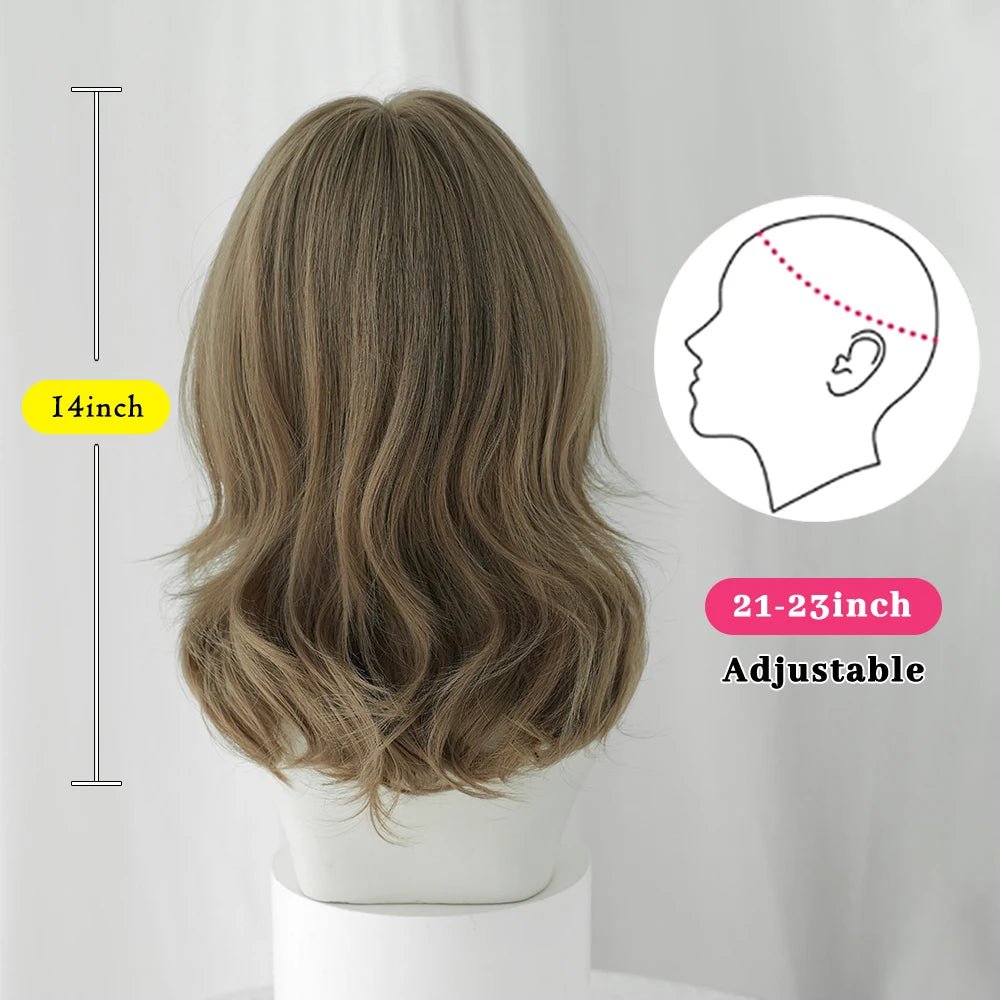 Brown Wavy Synthetic Wig - HairNjoy