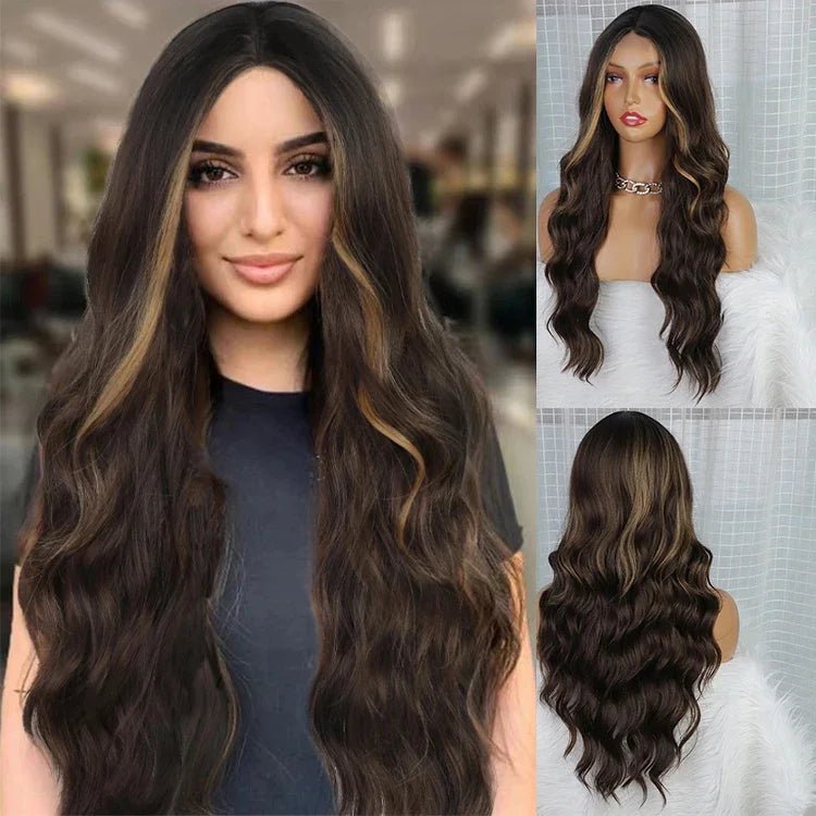Brown Wavy Synthetic Wig Styles - HairNjoy