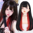 Charm & Elegance: Black and Red Wig - HairNjoy