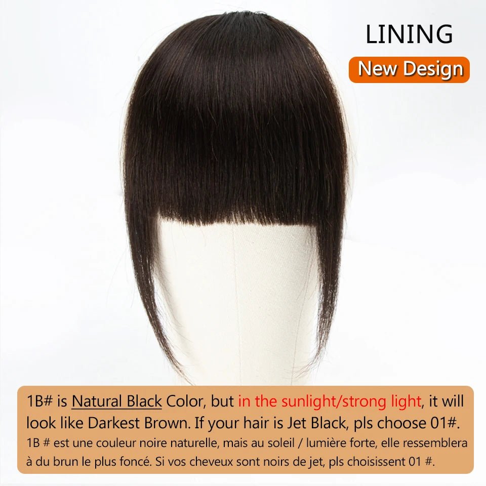 Clip - In 3D Blunt Cut Human Hair Bangs with 3 Clips - HairNjoy