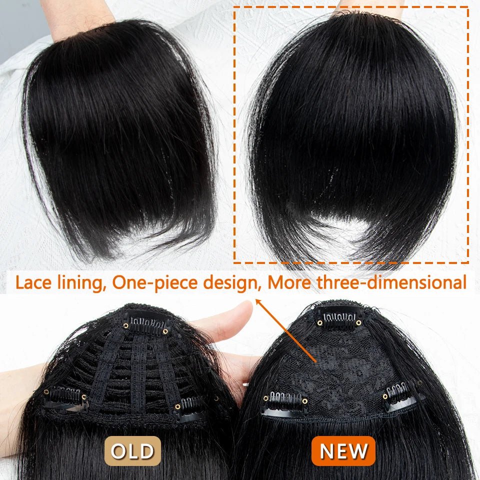 Clip - In 3D Blunt Cut Human Hair Bangs with 3 Clips - HairNjoy