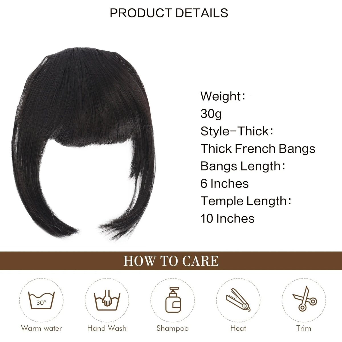 Clip - In Synthetic Blunt Bangs Hair Extension - HairNjoy