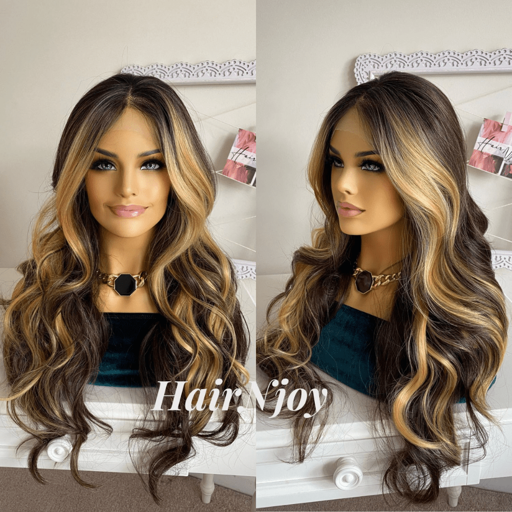 Dark Brown Honey Blonde Balayage Wig - HairNjoy
