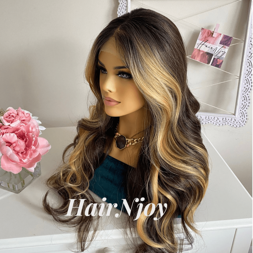 Dark Brown Honey Blonde Balayage Wig - HairNjoy