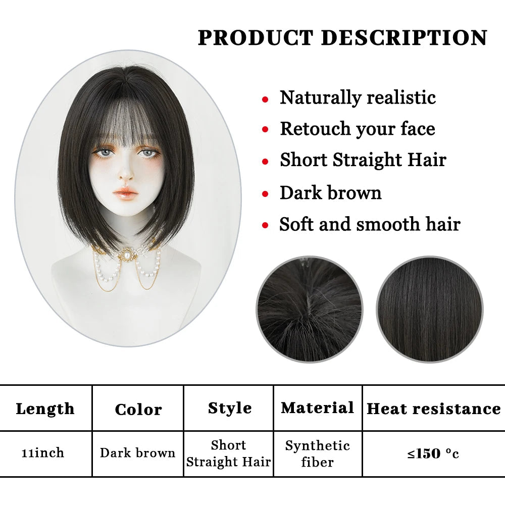 Dark Brown Straight Wig - HairNjoy