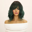 Dark Green Short Wave Wigs With Bangs - HairNjoy