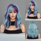 Dark Purple Blue Highlights Wig - HairNjoy