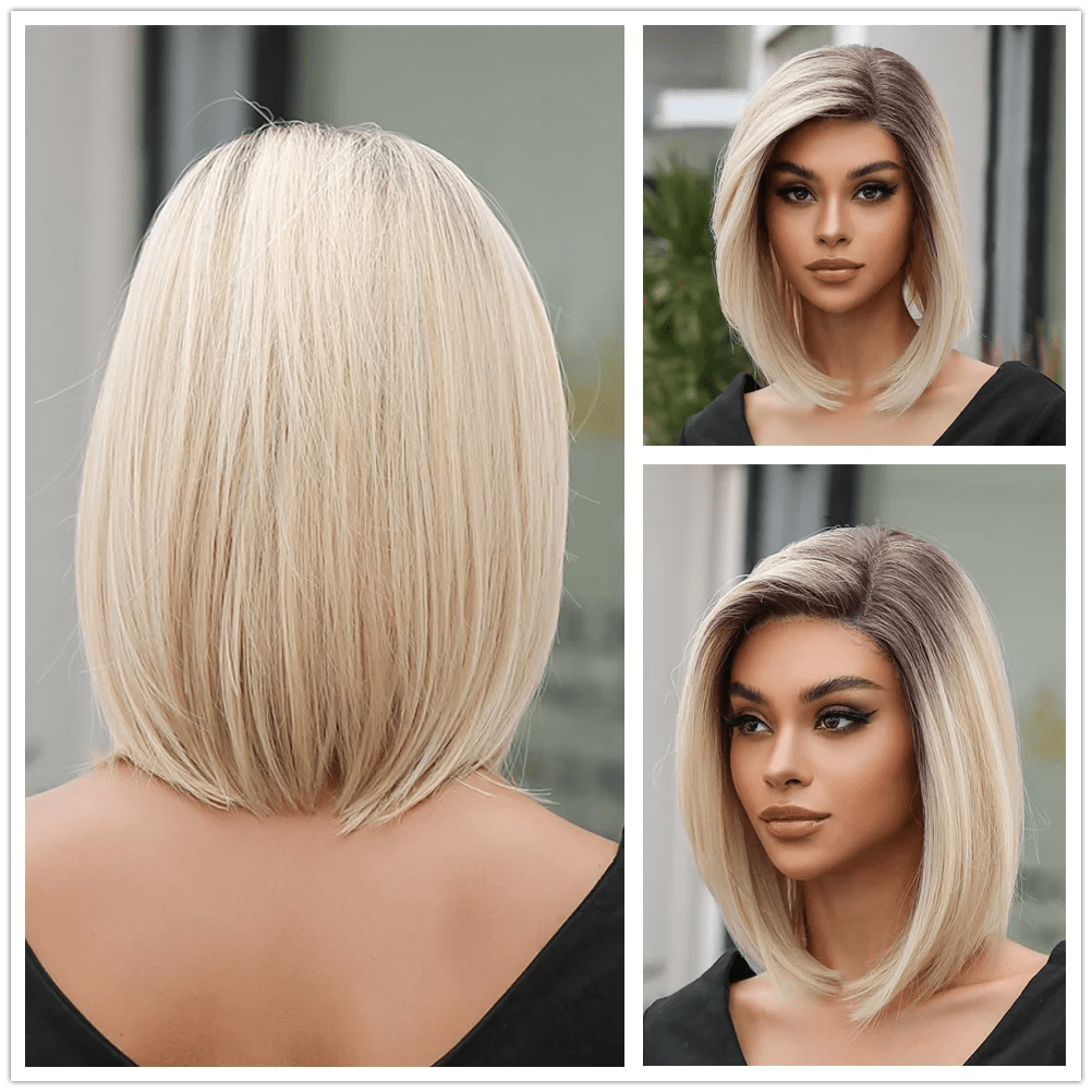 Dark Root Short Synthetic Wigs - HairNjoy