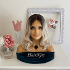 Dark Roots Ash Blonde Ombre Lace Front Wavy Wig - HairNjoy