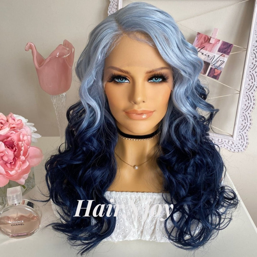 Deep Ocean Blue Body Wave Lace front Wig - HairNjoy