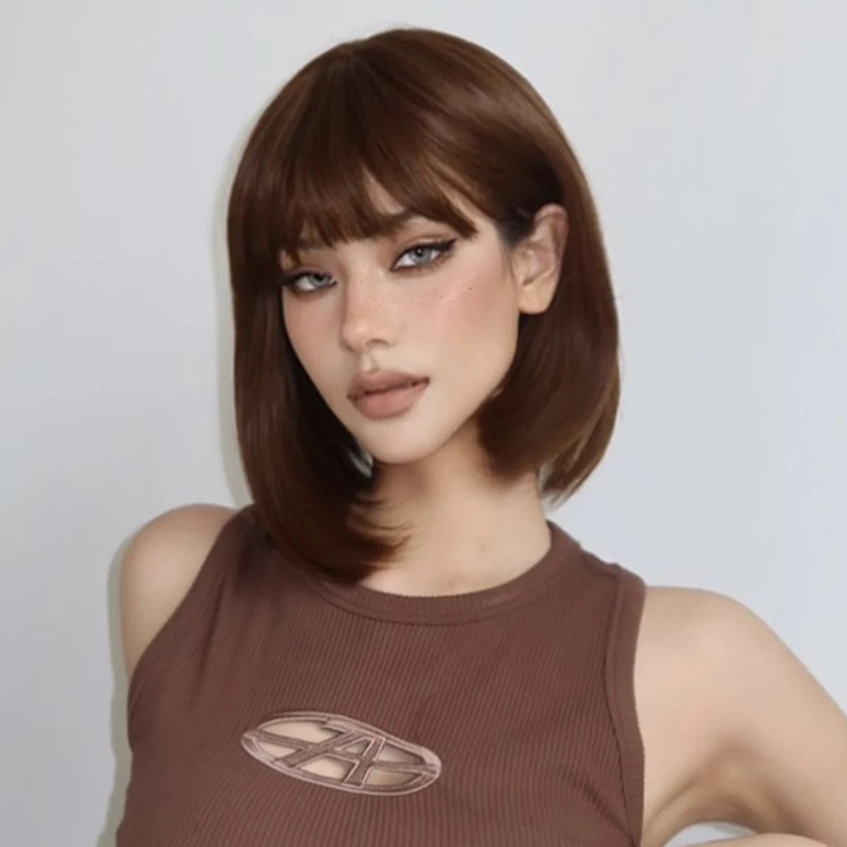 Elegant Brown Short Bob Wig - HairNjoy