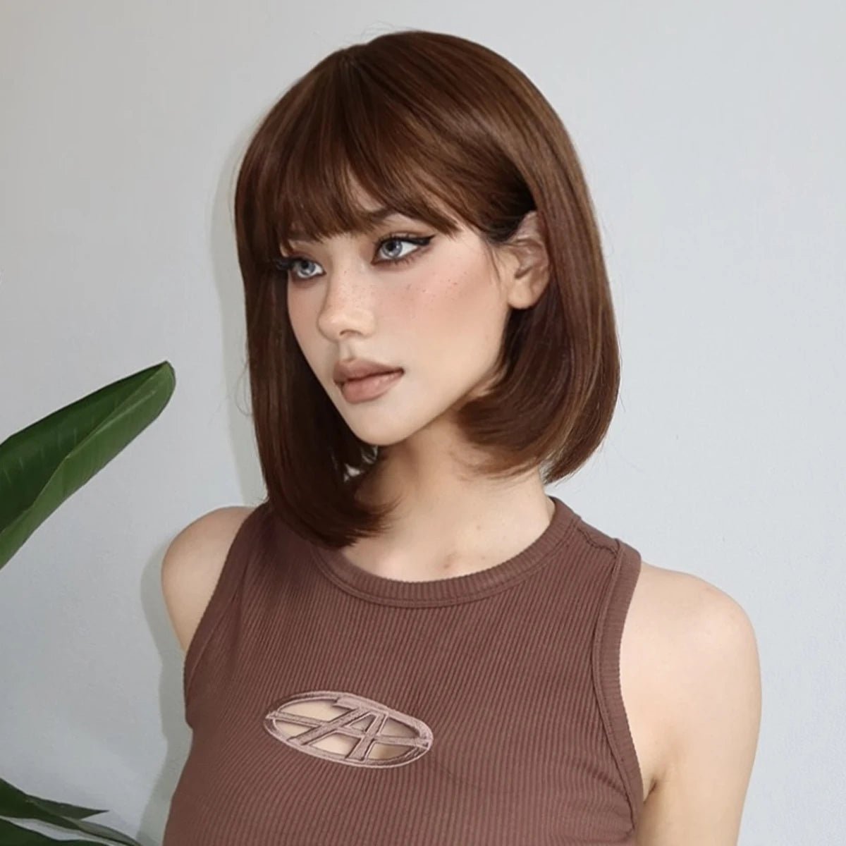 Elegant Brown Short Bob Wig - HairNjoy