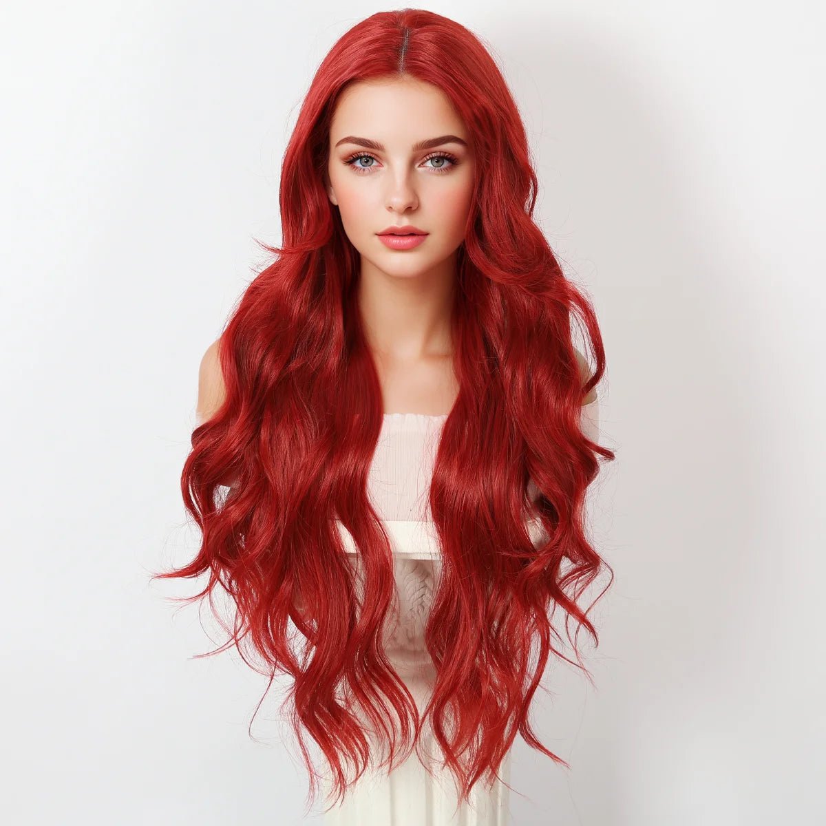 Elegant Long Wavy Red Wig - HairNjoy