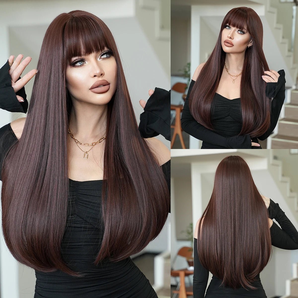 Elegant Natural Synthetic Wigs - HairNjoy