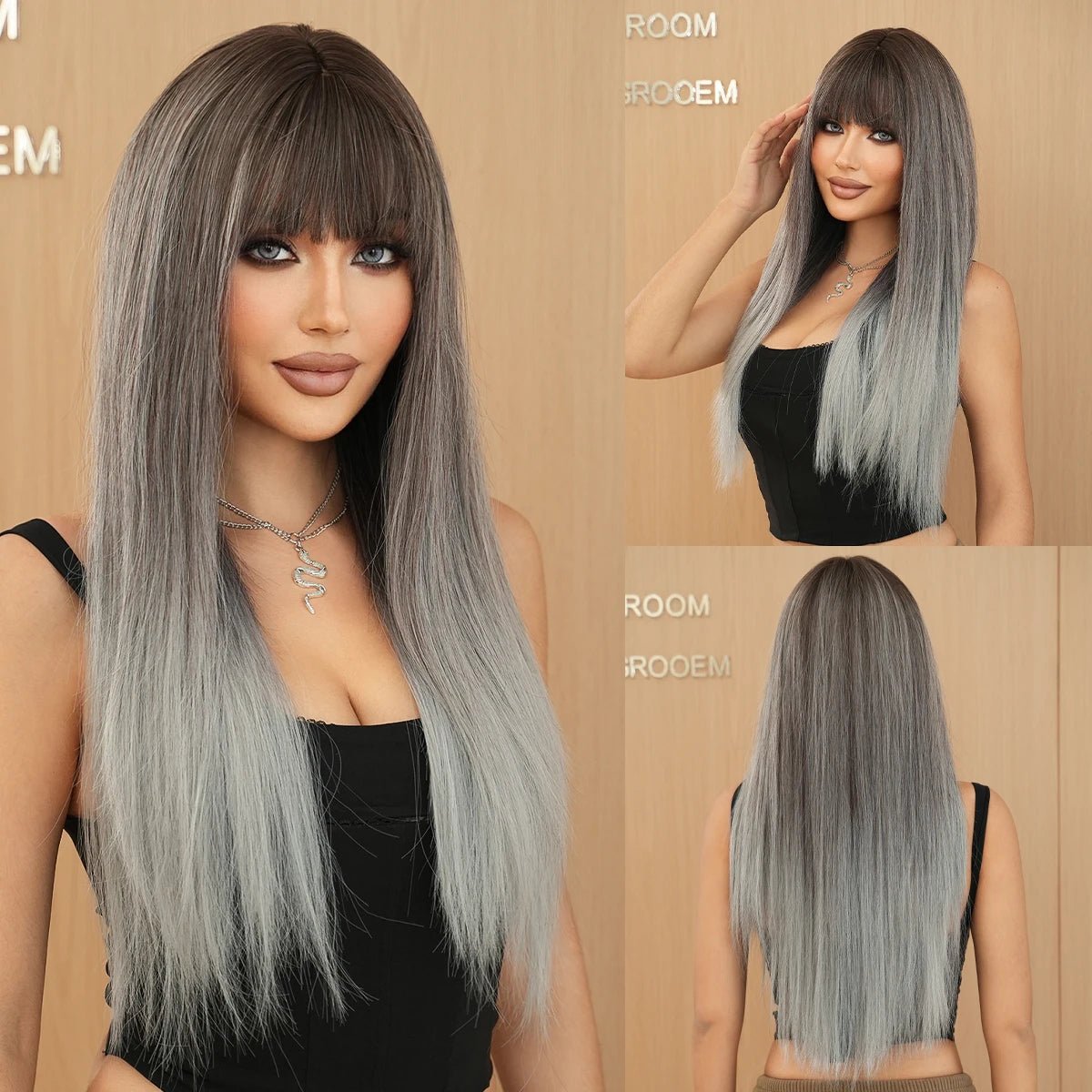 Elegant Natural Synthetic Wigs - HairNjoy