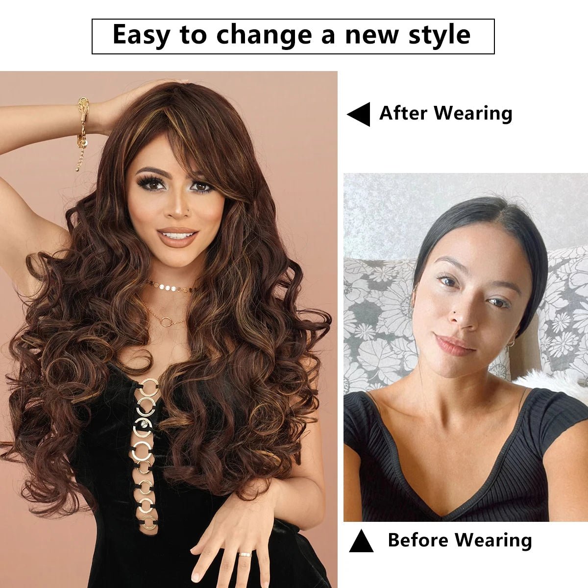 Elegant Natural Synthetic Wigs - HairNjoy