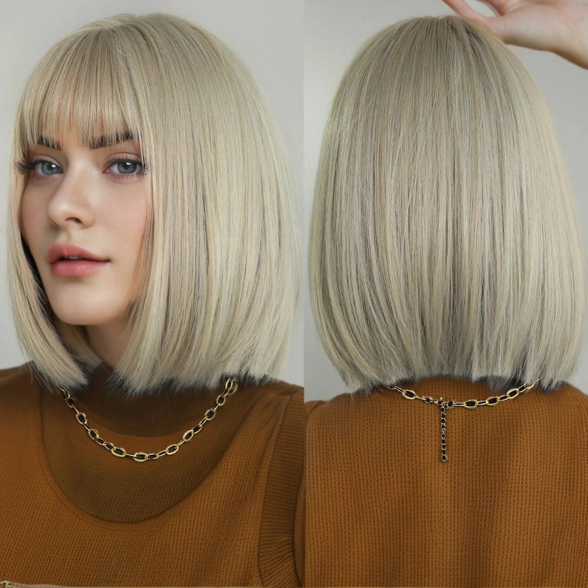 Elegant Short Bob Wig with Bangs - HairNjoy