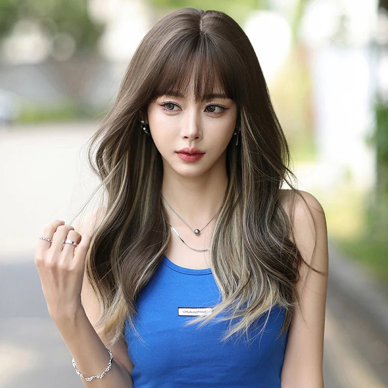 Fashion Highlight Wig with Bangs - HairNjoy