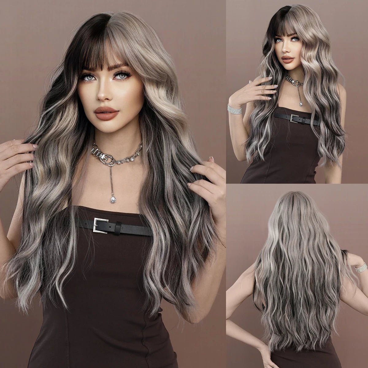 Fashionable High - Density Hair Wigs with Bangs - HairNjoy