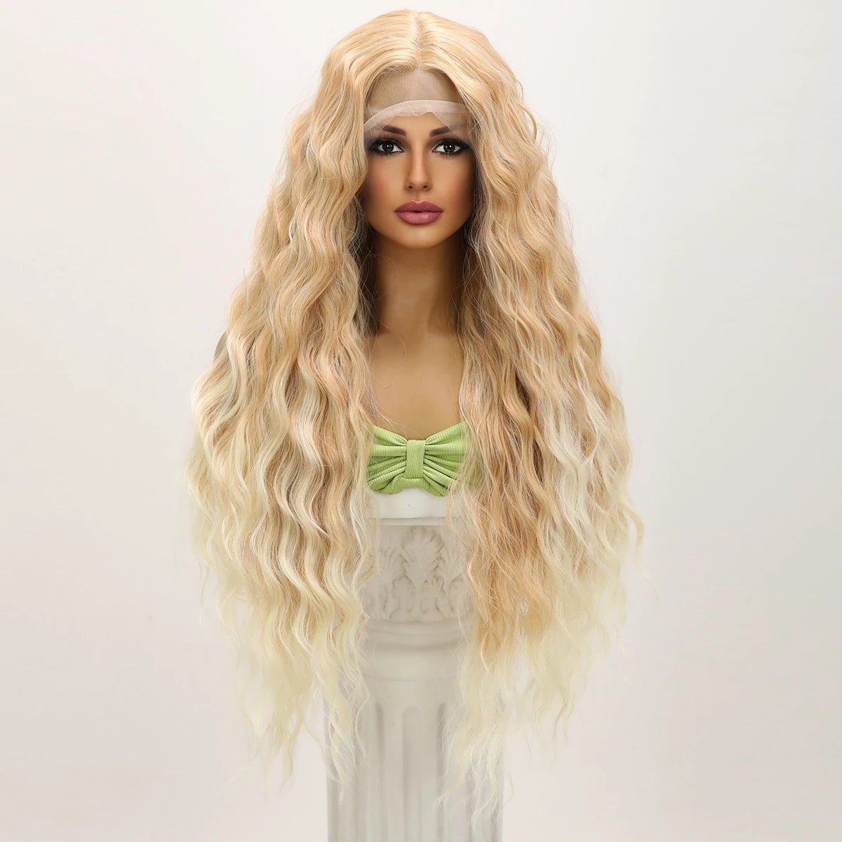 Fluffy Gold Wavy Synthetic Wig - HairNjoy