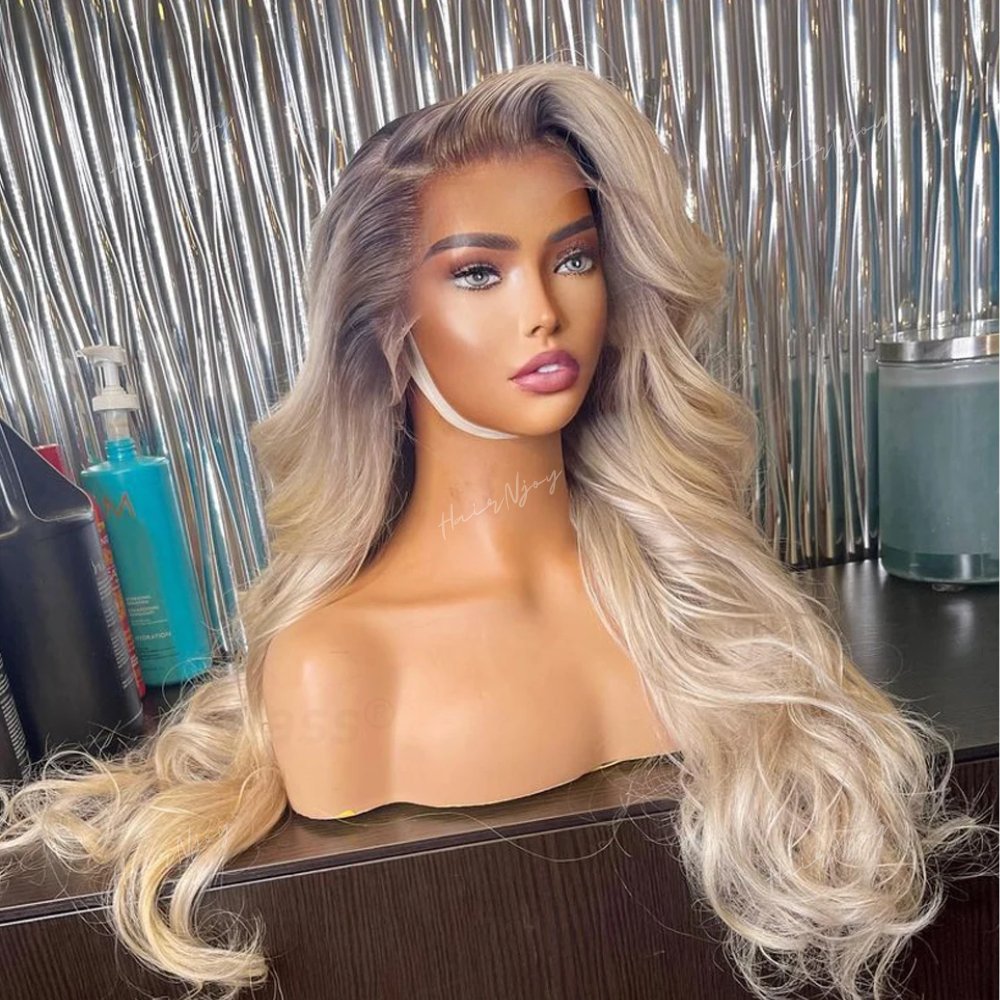 Glueless Highlight Ash Blonde Wigs - HairNjoy