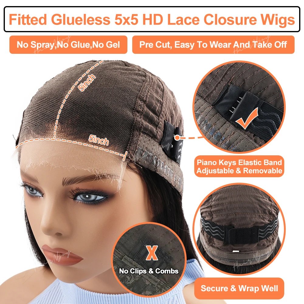 Glueless Highlight Brown Straight Wigs - HairNjoy