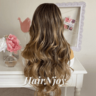 Gold Blonde Brown Long Body Wave Highlight Wig - HairNjoy