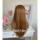 Gold Blonde Light Brown Long Straight Highlight Wig - HairNjoy