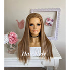 Gold Blonde Light Brown Long Straight Highlight Wig - HairNjoy