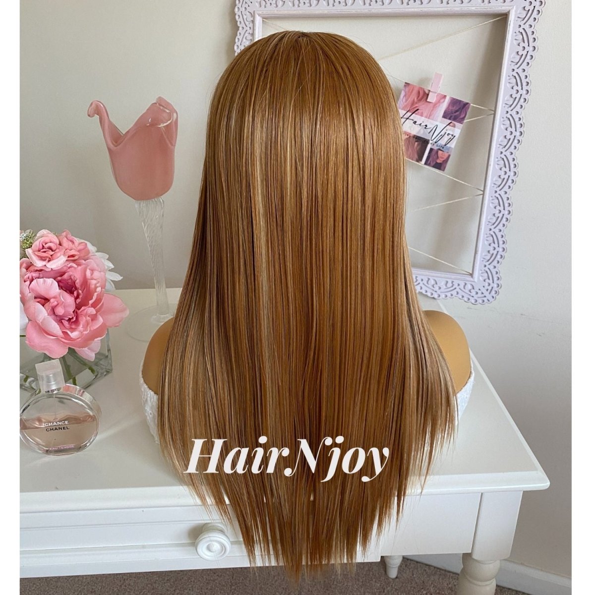 Gold Blonde Light Brown Long Straight Highlight Wig - HairNjoy