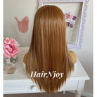 Gold Blonde Light Brown Long Straight Highlight Wig - HairNjoy