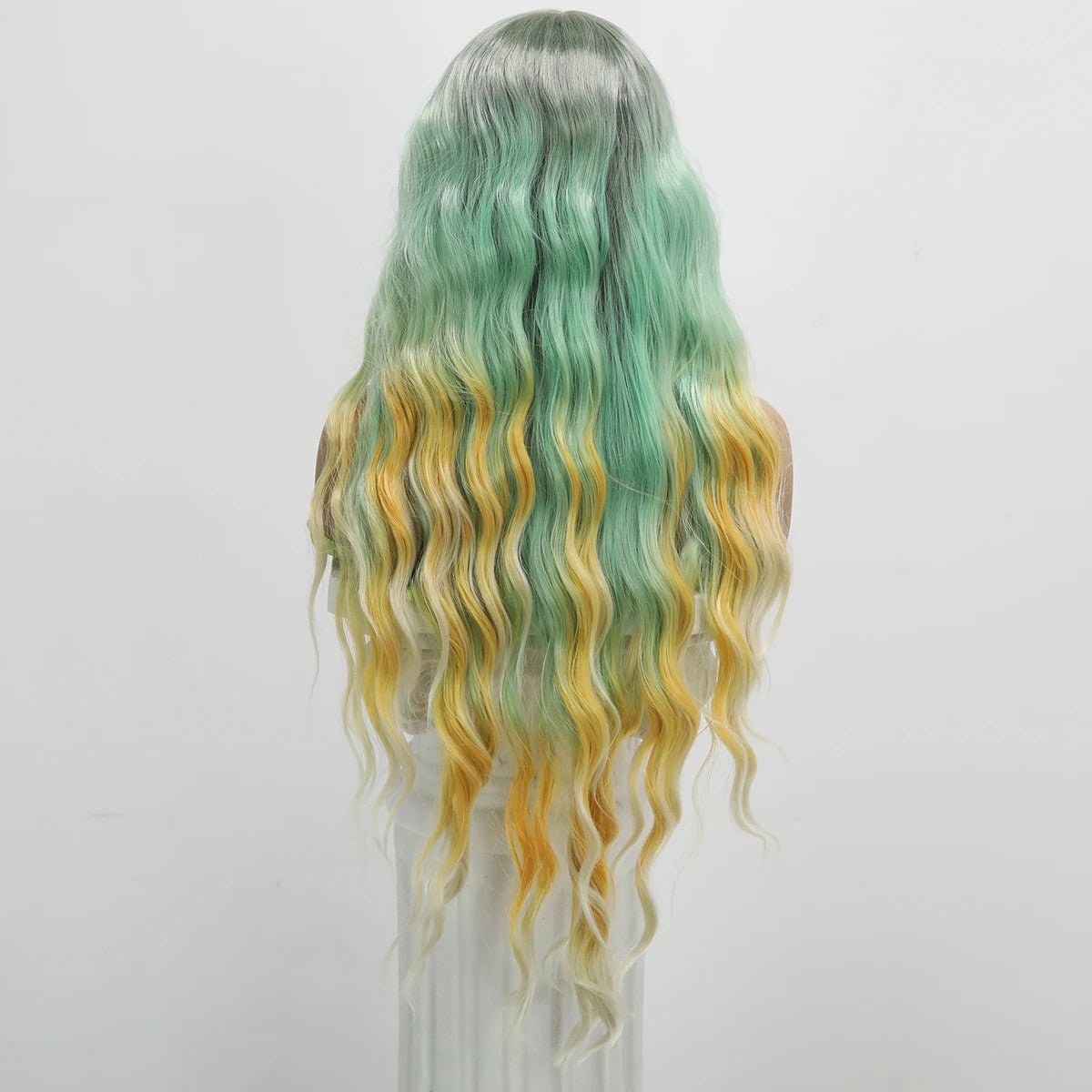 Gold Gradient Green Synthetic Wig - HairNjoy