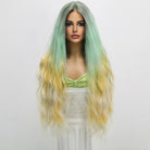 Gold Gradient Green Synthetic Wig - HairNjoy