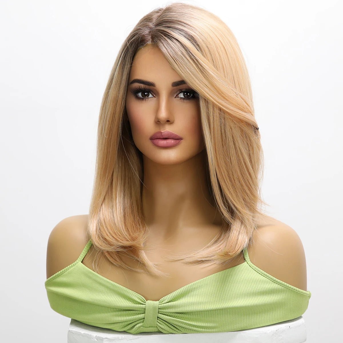 Gold Short Straight Wig - HairNjoy