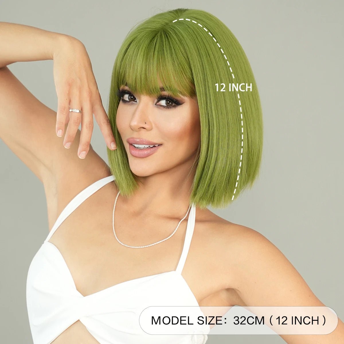 Green Short Bob Wig - HairNjoy