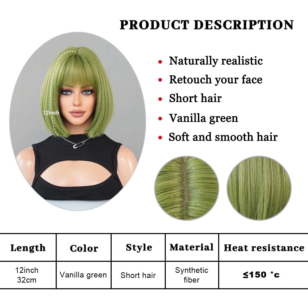 Green Short Bob Wig - HairNjoy