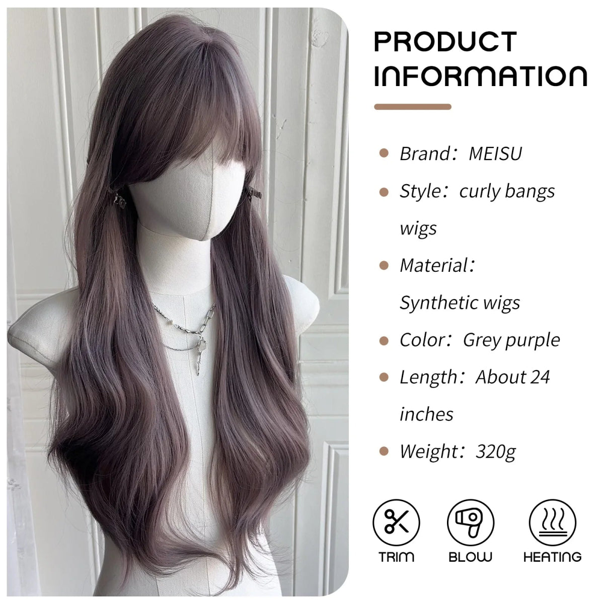 Grey Purple Wavy Wig - HairNjoy