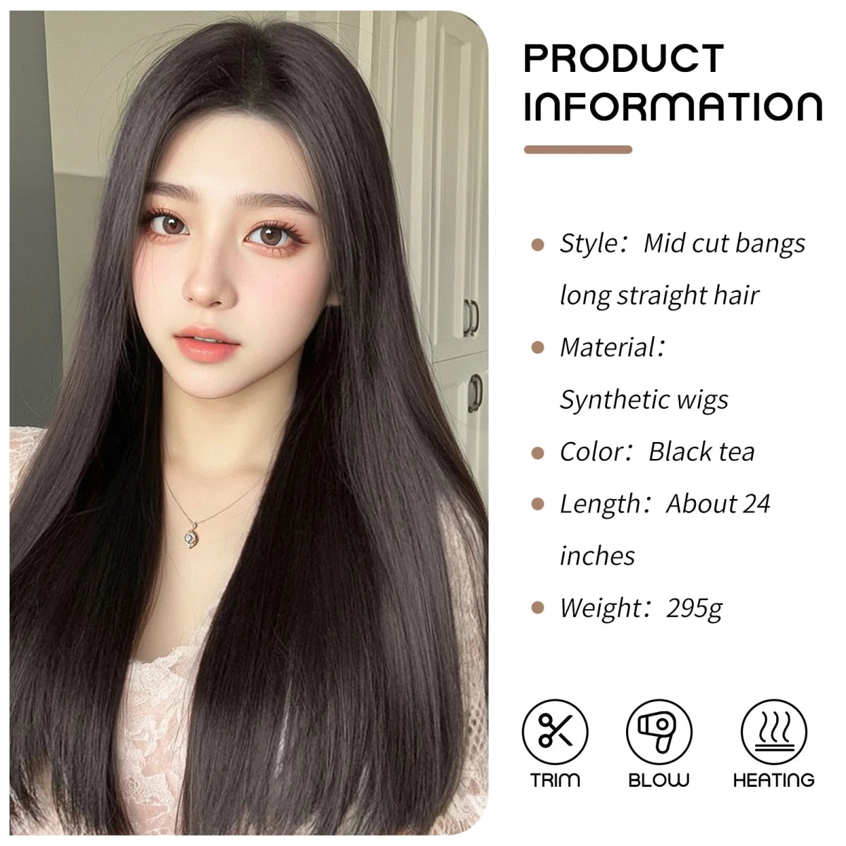 Grey Straight Heat - Resistant Wig - HairNjoy