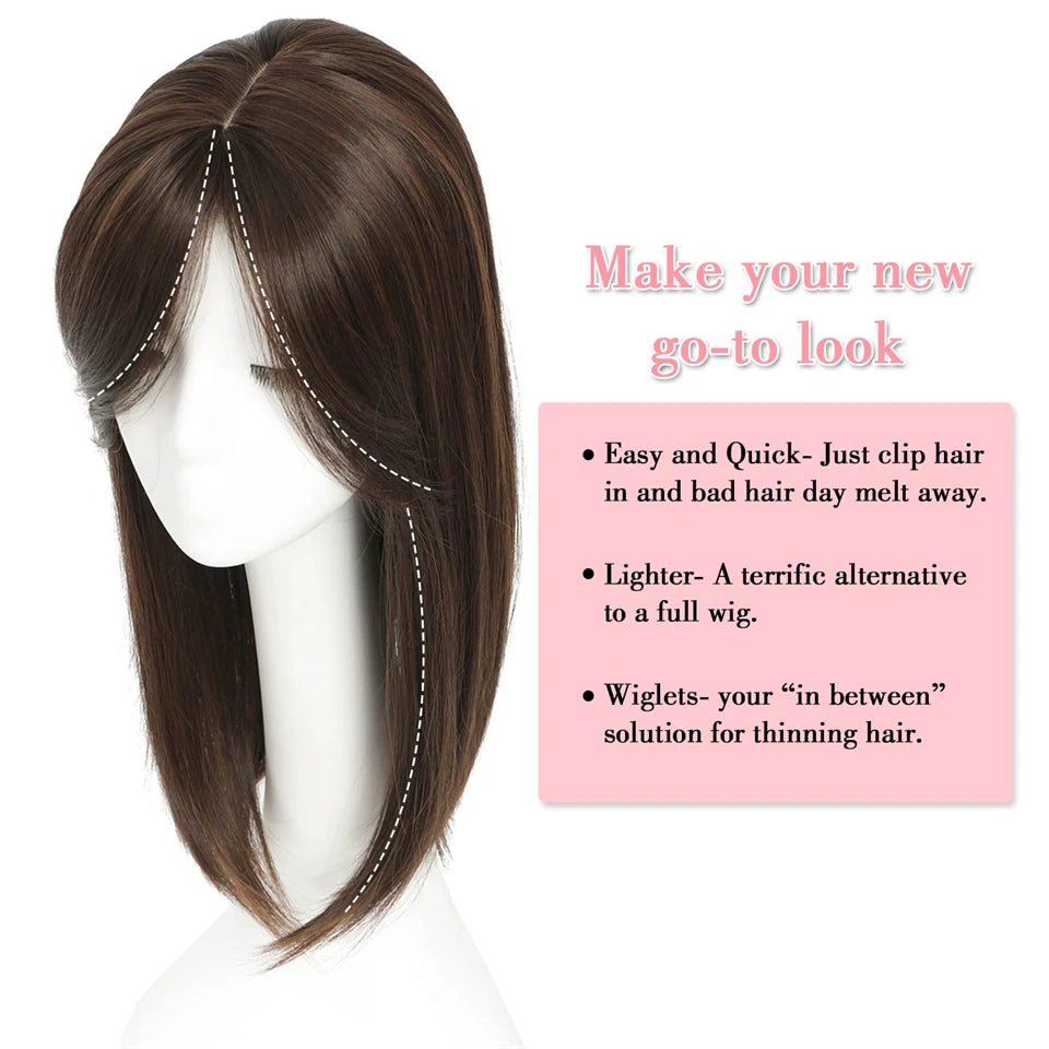 Hair Topper with Middle Part Bangs Clip - In Extension - HairNjoy