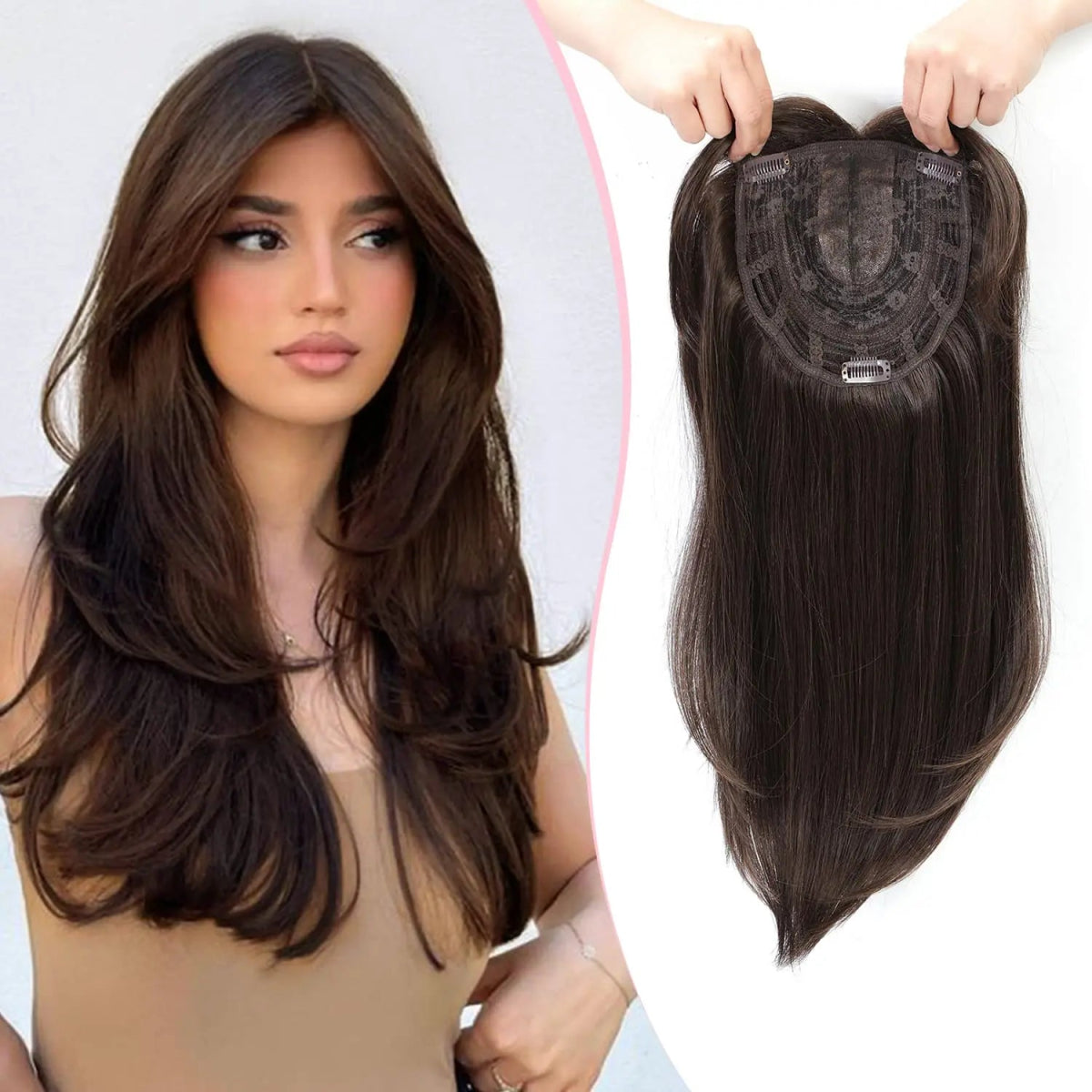 Hair Topper with Middle Part Bangs Clip - In Extension - HairNjoy