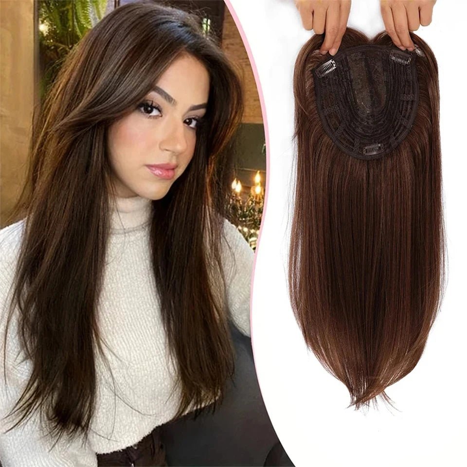 Hair Topper with Middle Part Bangs Clip - In Extension - HairNjoy