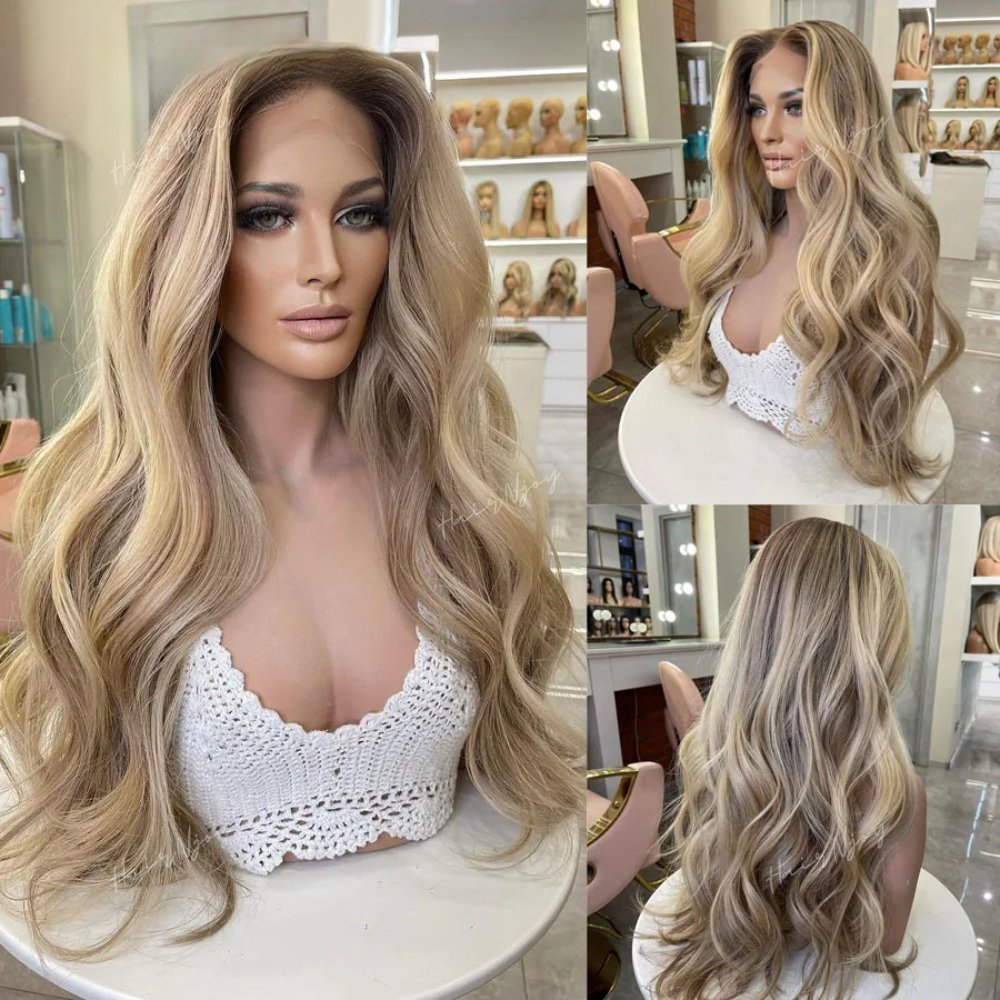 Highlight Ash Blonde Body Wave Wig - HairNjoy