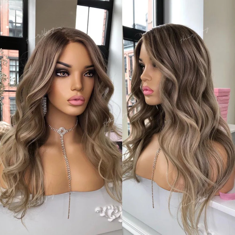 Highlight Ash Blonde Human Hair Wigs - HairNjoy