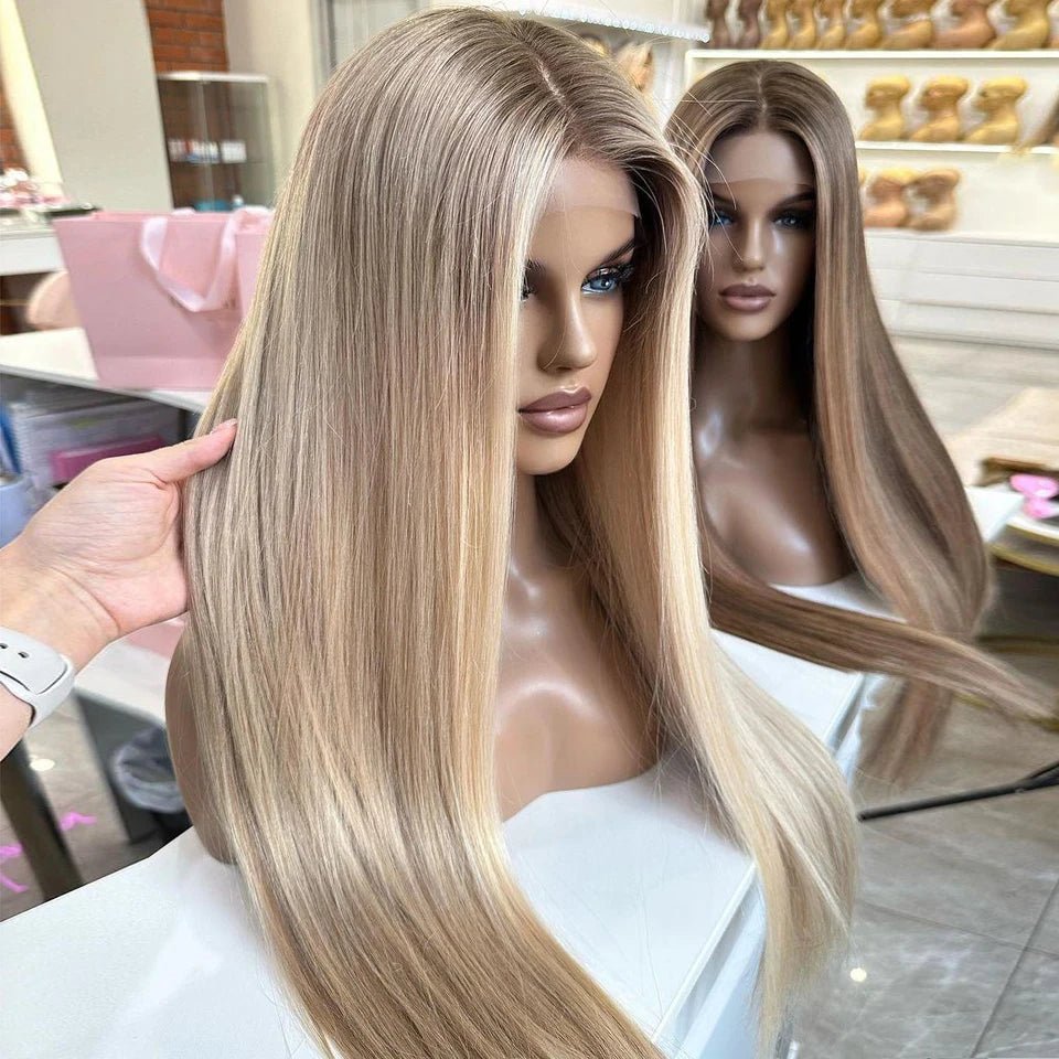 Highlight Ash Blonde Straight Wigs - HairNjoy