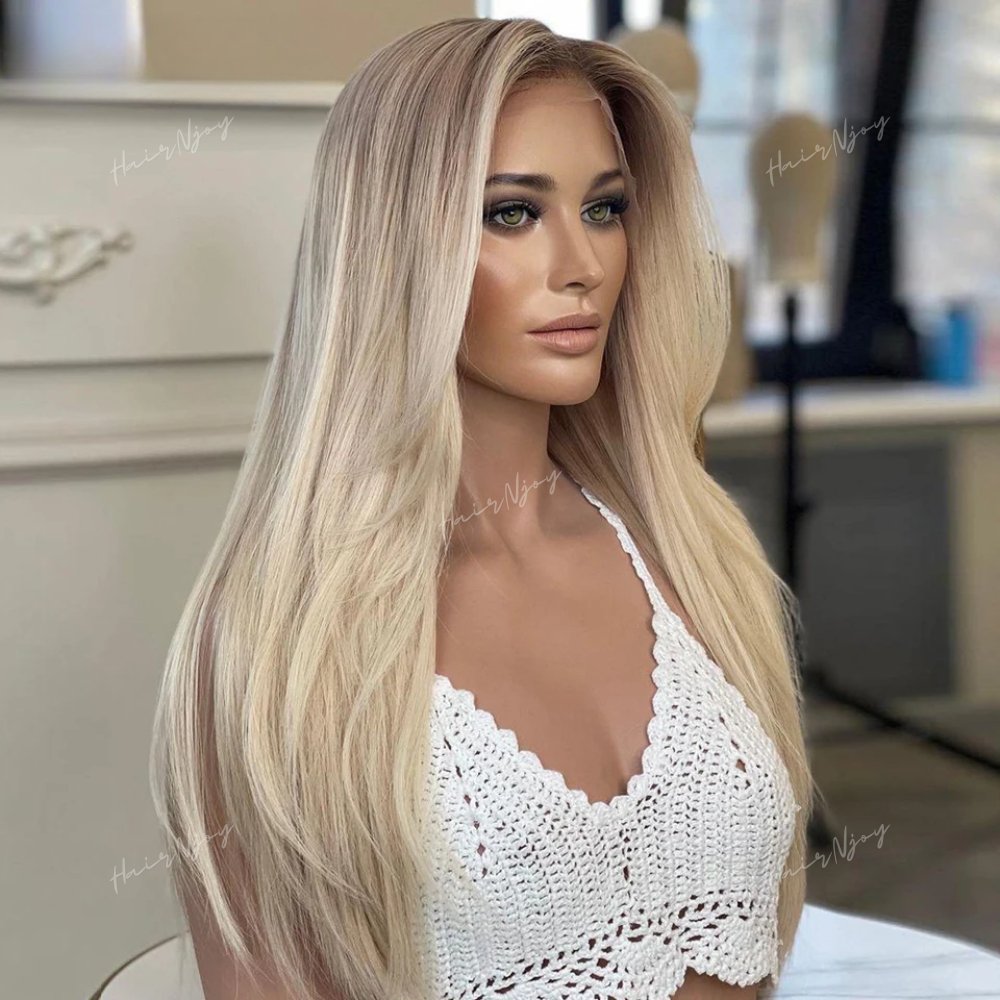 Highlight Ash Blonde Straight Wigs - HairNjoy