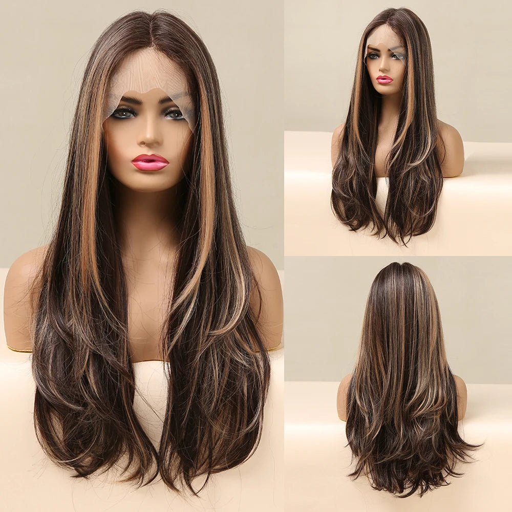 Highlight Brown Enchantment: Synthetic Wig - HairNjoy