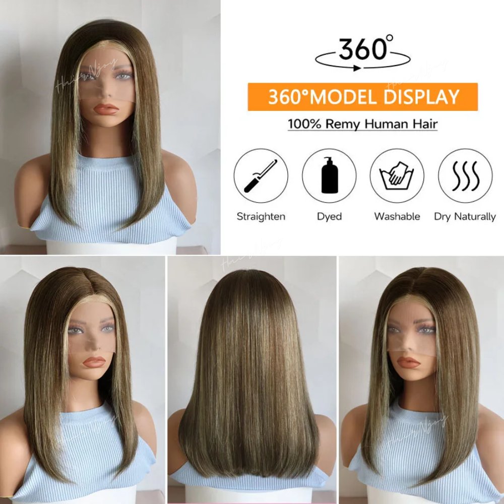 Highlight Brown Remy Lace Wig - HairNjoy