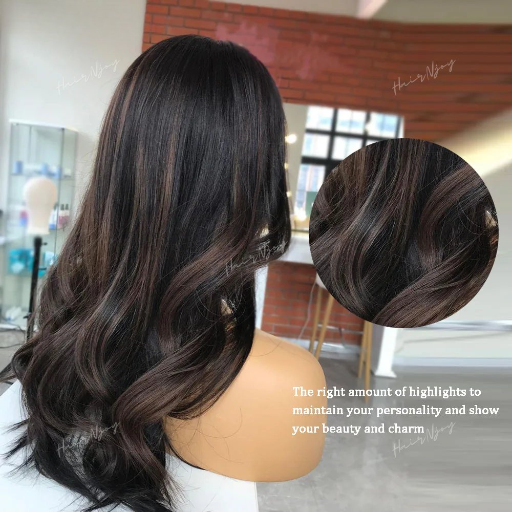 Highlight Dark Brown Remy Wigs - HairNjoy