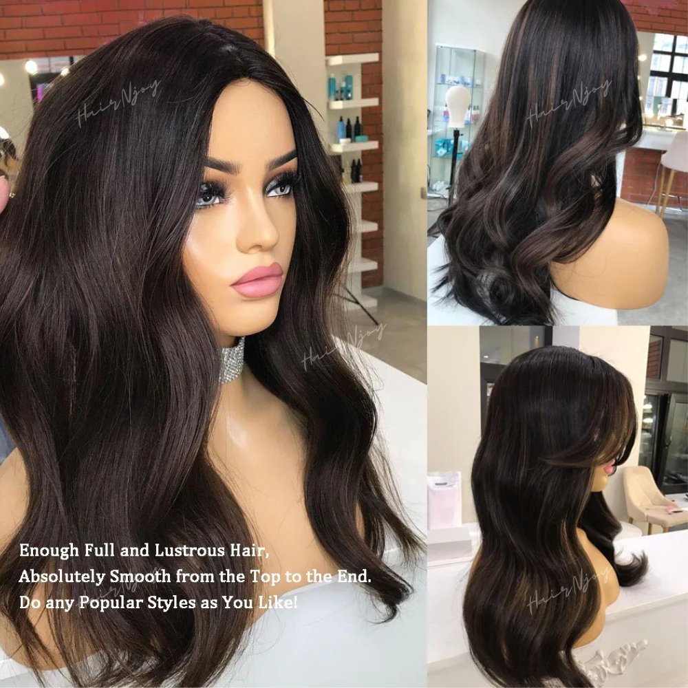 Highlight Dark Brown Remy Wigs - HairNjoy