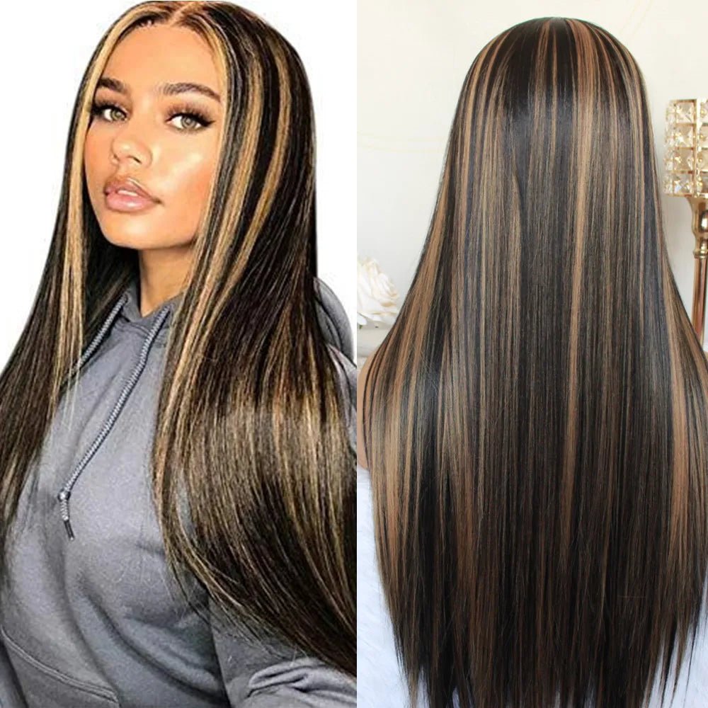 Highlight Long Straight Synthetic Wigs - HairNjoy